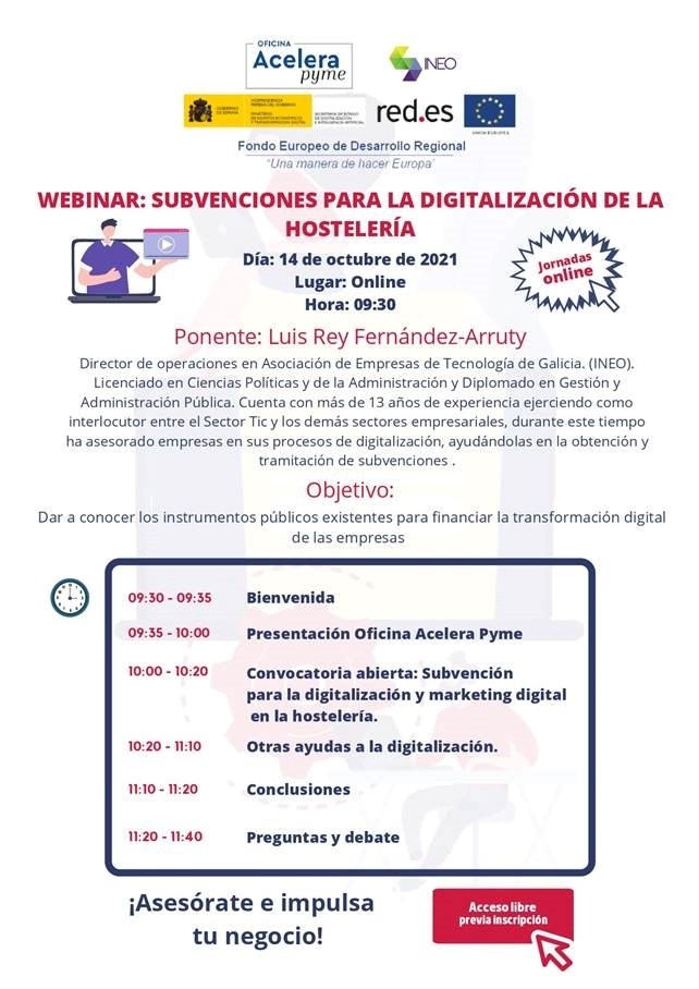 Subvenciones para la digitalización de la hosteleria en Galicia