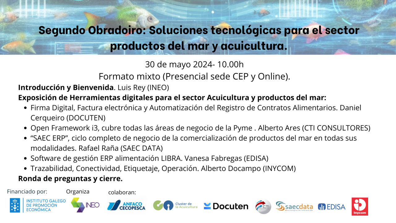 Segundo Obradoiro: Soluciones tecnológicas para el sector productos del mar y acuicultura.
